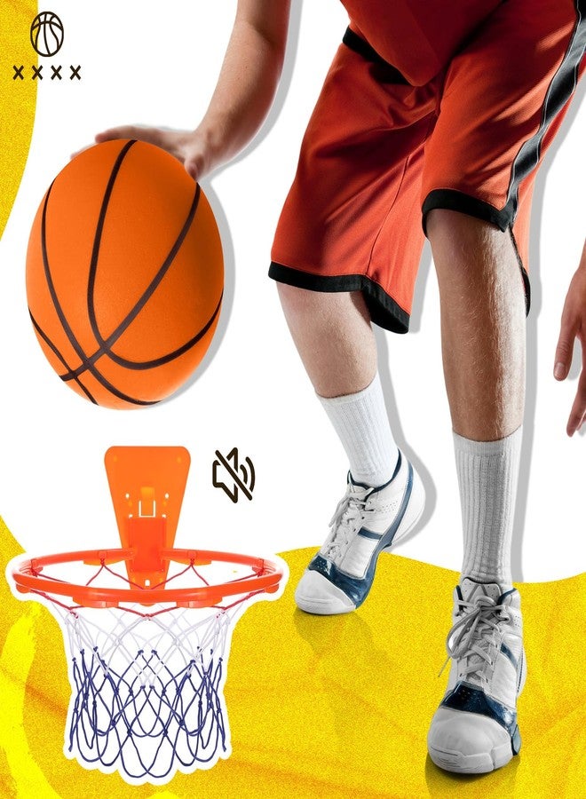 Silipull Silent Basketball and Hoop Set Soft Foam Indoor Basketball No Noise for Indoor Dribbling and Shooting Practice Ideal for Teens Adults(Orange,Size 7) - Image 4
